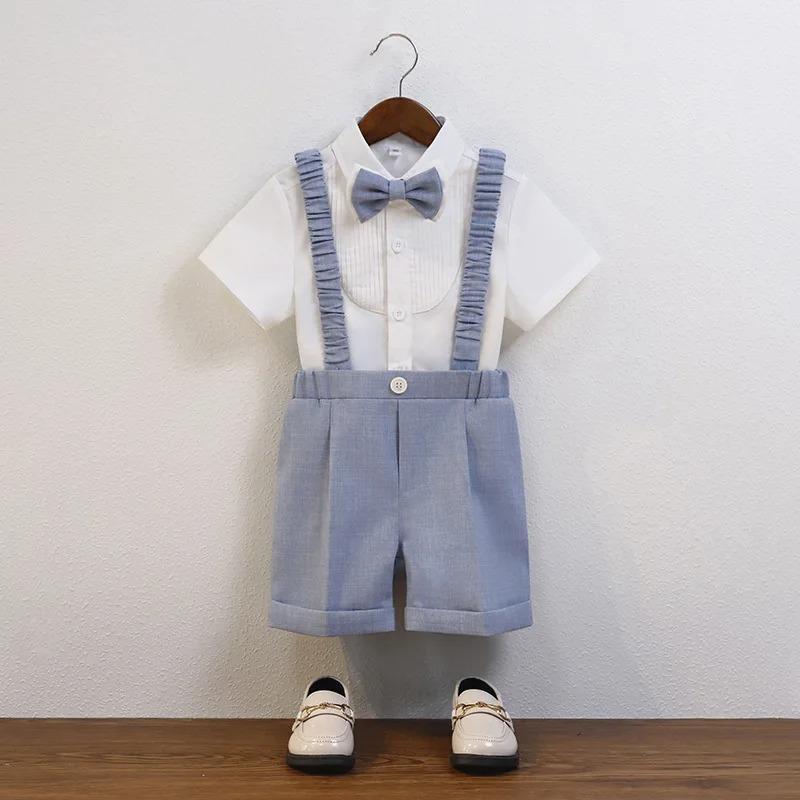 Boy Summer Vest Dress Suit Children's Host Piano Performance Photography Birthday Party Costume Kids Waistcoat Shorts Outfit