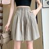 Women's High Waist Ice Silk Wide-Leg Shorts - Summer Casual, Slimming, Loose Fit, Mid-Length
