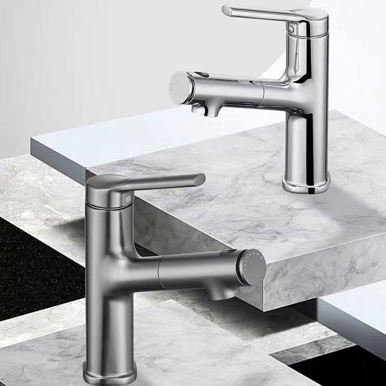 Pull-out Bathroom Faucet for Hot/Cold Water, Splash-proof Sink Extension