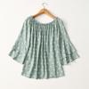 Foreign Trade Original Order Simple Anti-Aging off-Neck Polka Dot Cotton Silk Shirt Women's Summer Thin Bell Sleeve Rayon Tops