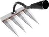 AIMOONSA 4-tooth Carbon Steel Garden Rake - Manual Scarifier, Weeding, Removable Handle