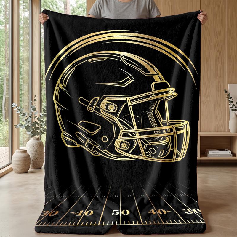 American Football Helmet blanket Personalized Name Flannel Blanket Soft Cozy Plush Throw for Sofa Bed Lightweight Home Decor