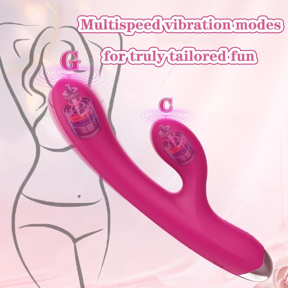Rabbit Vibrator for Women Clitoris Stimulator Silicone G-spot Powerful 2 in 1 Dildo Female Masturbation Waterproof Sex Toys Adult Goods Insert Dildo