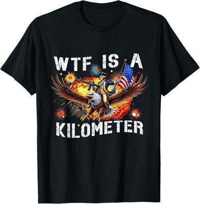 Was zum Teufel ist ein Kilometer Lustiges George Washington Adler reitend T-Shirt