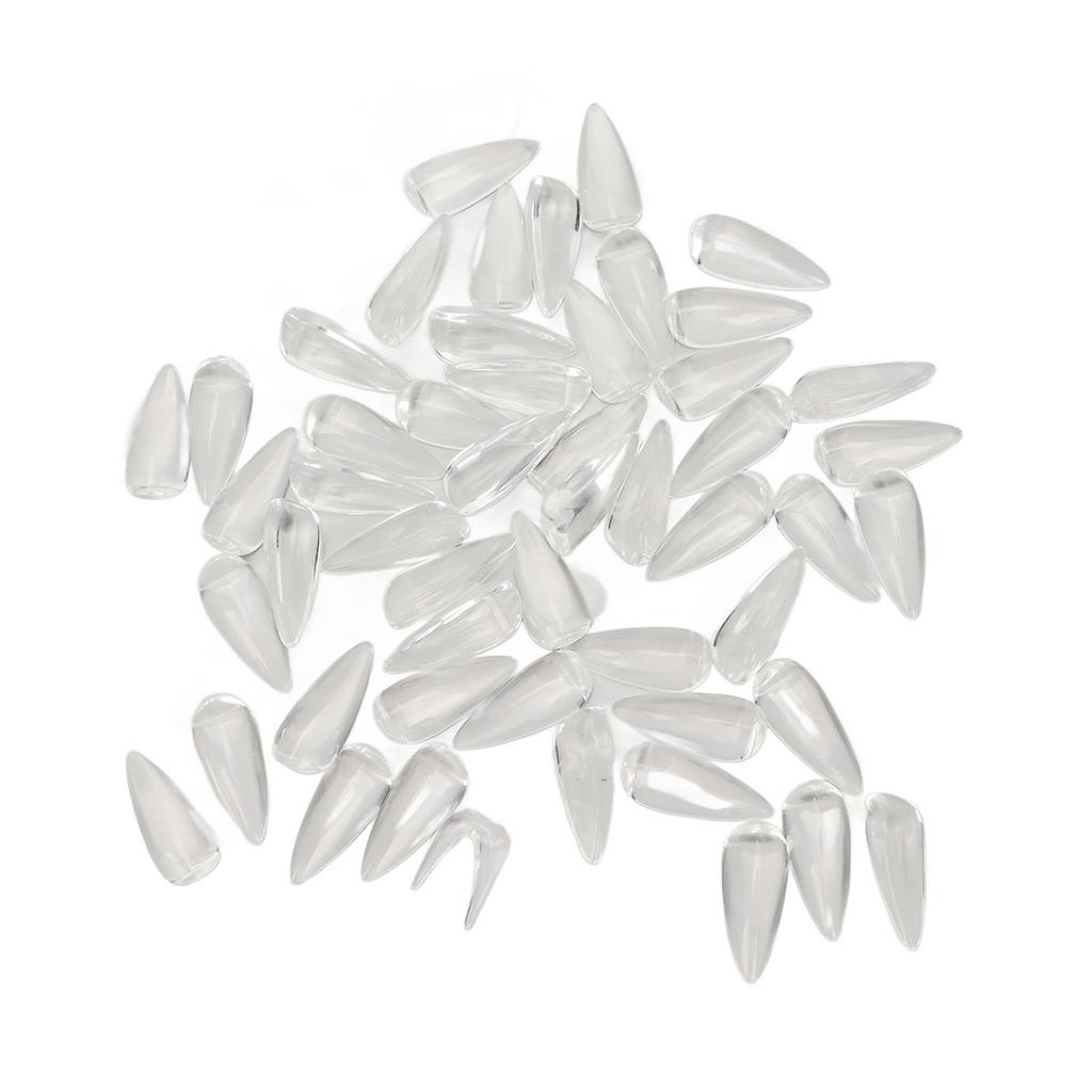 50Pcs Clear Glass Nail Polish Color Card Display Tips DIY Manicure Tool Accessories Pointed Almond Shape