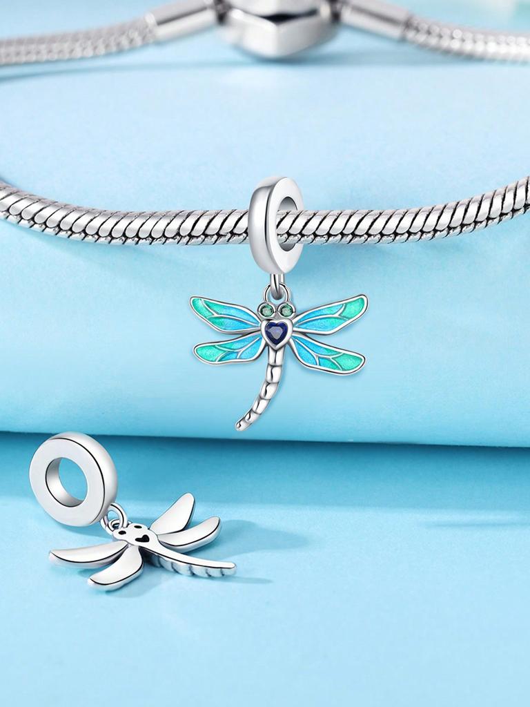 Charms Plata Blue Butterfly Dragonfly Beads Charm Copper Plated Fit Charms Original Bracelet For Jewelry Making Diy Charm