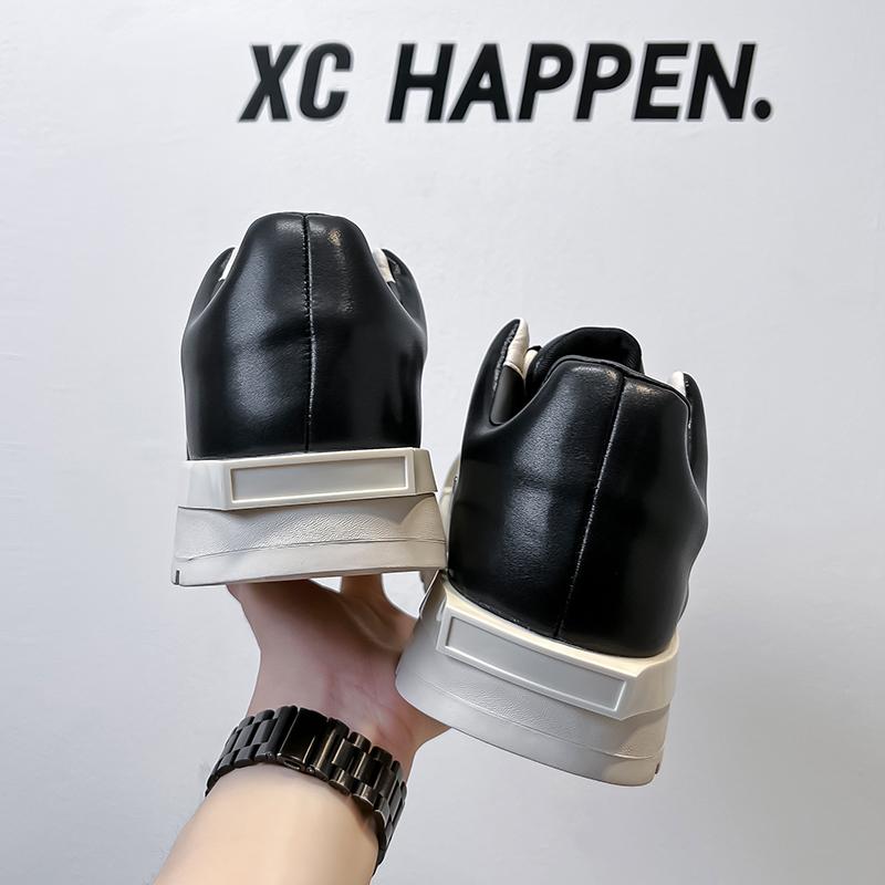 Fashion British Style Man Outdoor Walking Sneakers Thick Bottom Antiskid Genuine Leather Board Shoe Fashion Casual Elevator Driving Shoe