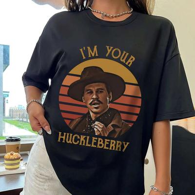 Doc Holliday I'm Your Huckleberry Vintage Black T-Shirt Doc Holliday Tee Woman and Man Graphic Short Sleeve T-shirts for Unisex