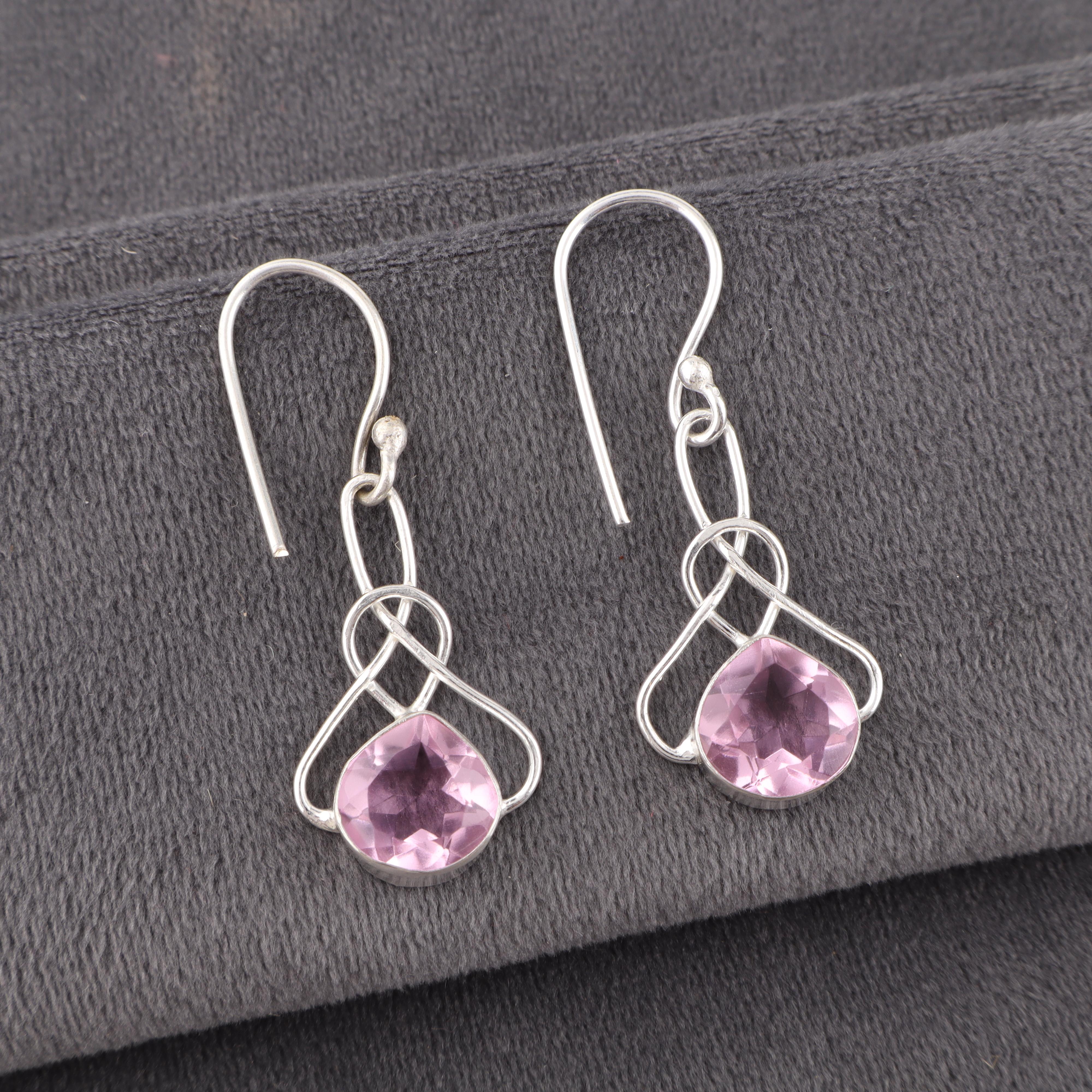 

Серьги с морганитом, Серьги из цельного стерлингового серебра 925 пробы с драгоценными камнями ручной работы, Изящные украшения, Для подарка на помолвку 1.50 Inches розовый