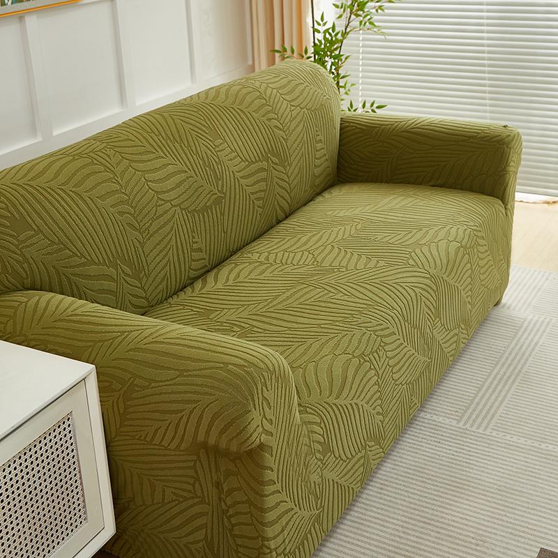 1pc Jacquard Sofa Slipcover Big Leaves Pattern Elastic Fitted Sofa Couch Protector Washable Sofa Covers for Sectional Sofachair
