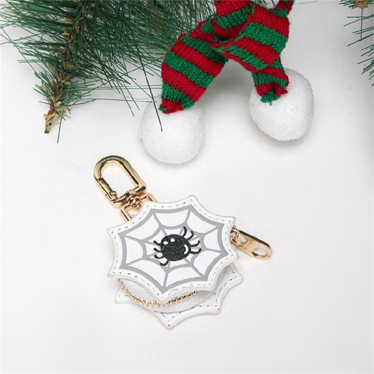 Small Coin Purse Keychain for Women Pumpkin Spiders Web Coin Pouch with Keychain Bag Charms Accessories Gift for Womens