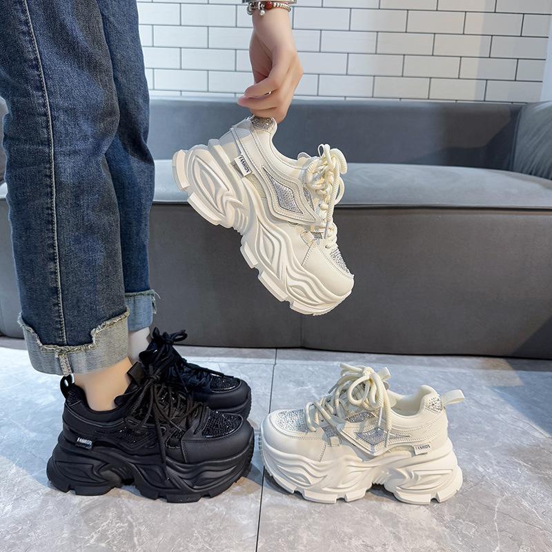 Thick-soled high-heeled dad shoes women's 2025 new autumn height increase of 8m versatile trend small casual shoes