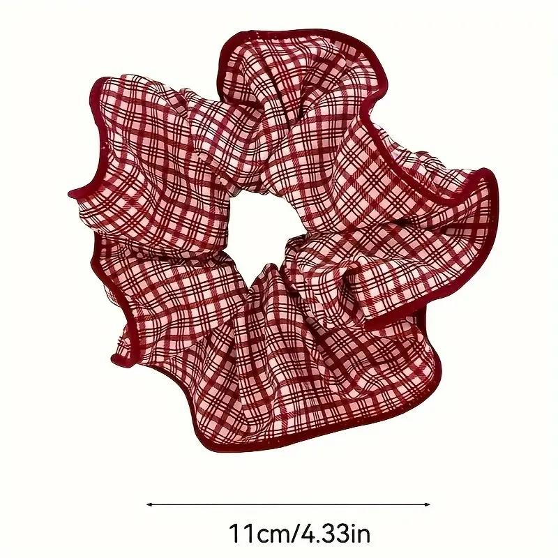 3pcs High End Red Cute Dot Plaid Scrunchies for Women Girls Soft Elastic Hair Ties Gentle Hair Bands Fashion Hair Accessories