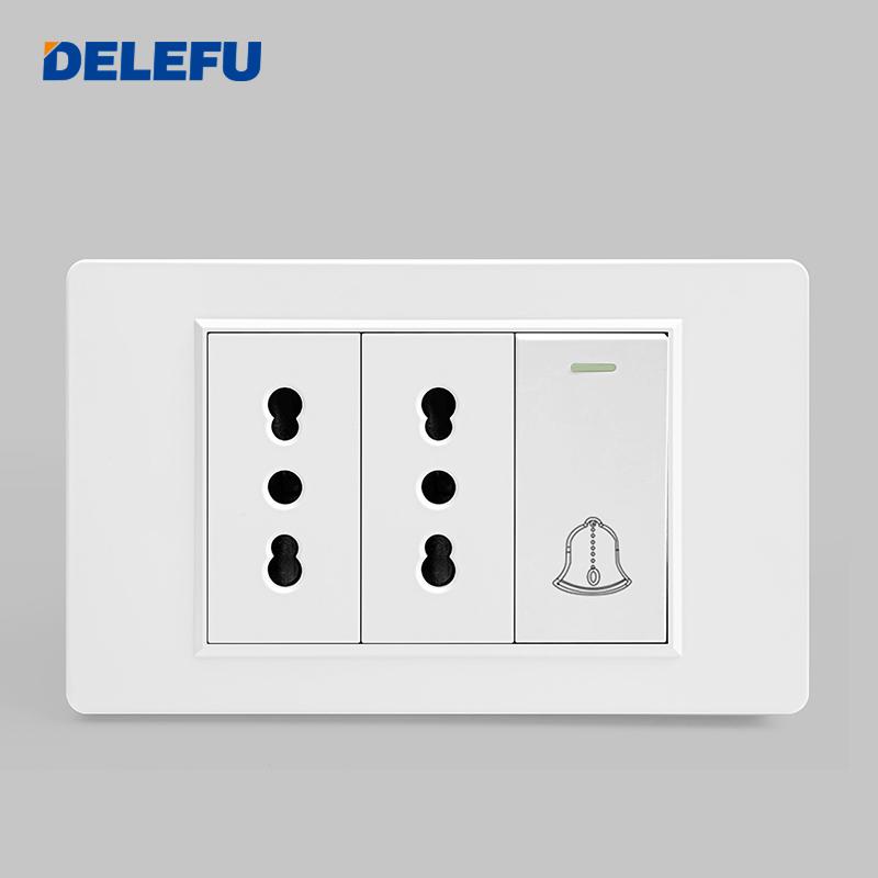 DELEFU Italian Standard White 118 Type Wall Switch Socket with USB + TYPE-C Socket Is Suitable for Hotels and Households.