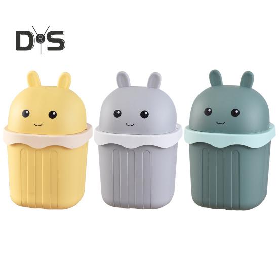 Desktop Trash Can with Lid Large Capacity Cartoon Shape Rectangle Creative Mini Garbage Can Waste Basket