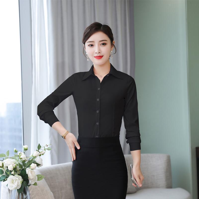 Korean Style Women's White Shirt: Spring/Autumn, Slim Fit, Long/Short Sleeve, Professional Workwear, Plus Size Options