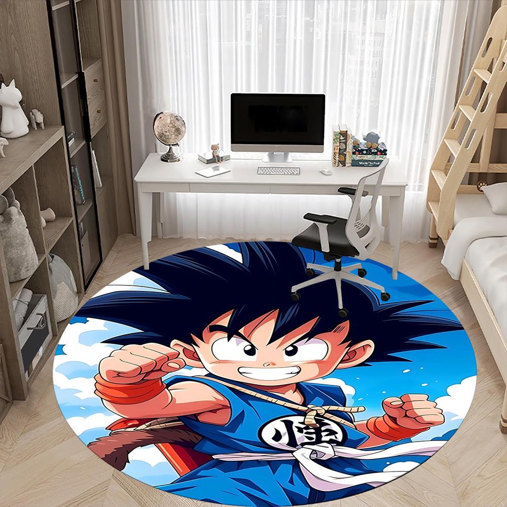 1pc Goku Saiyan Office Round Area Rug, Under Office Chairs Bedroom Living Room Home Decor a1022363