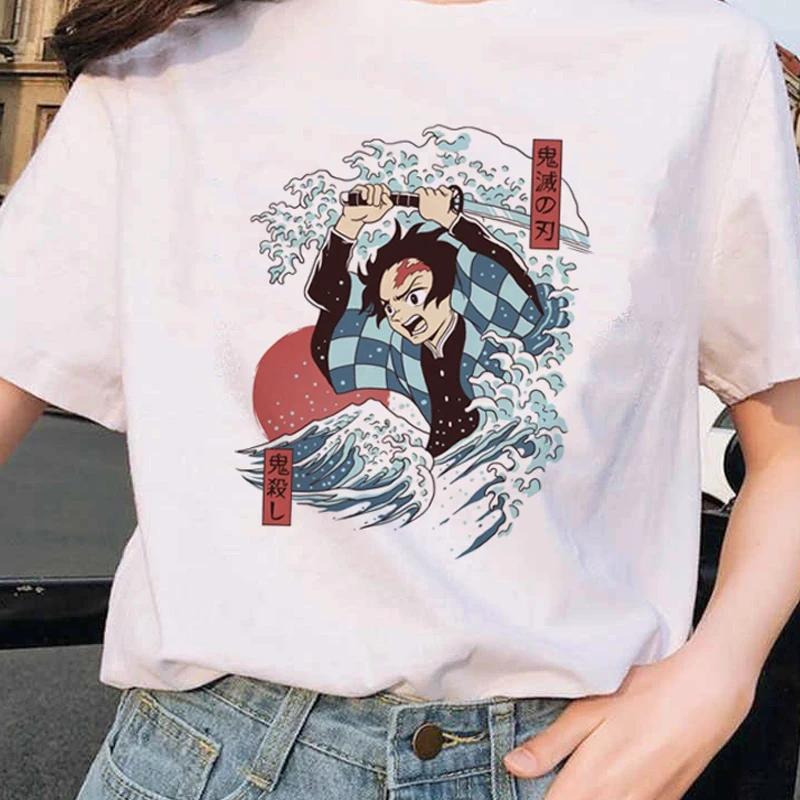 Short Sleeved Round Neck Y2k Tshirt Men Clothing New in Top Tees Mens T-Shirt Anime Pattern Japanese Demon Slayer Cartoon 70303