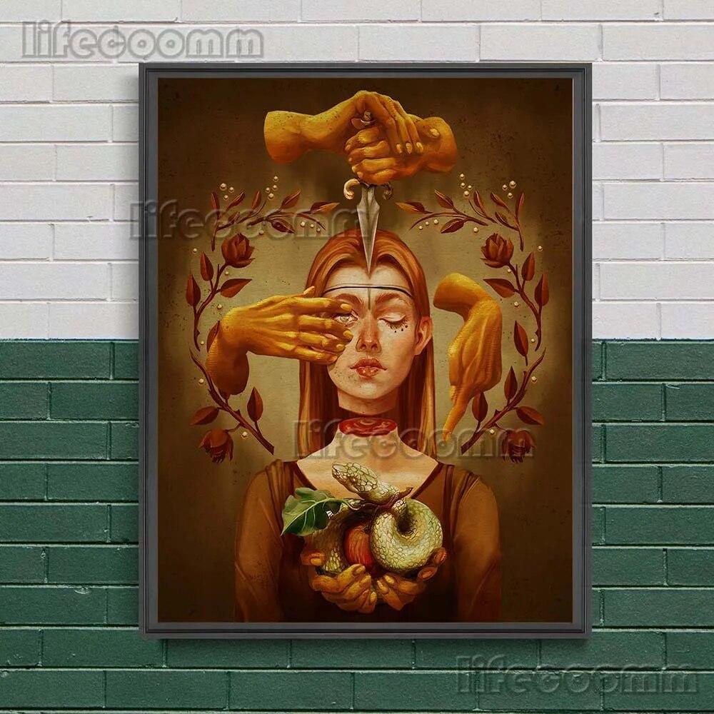 Streghe Legate dalle Piante Arte Murale Vintage Pittura su Tela Elementi di Stregoneria e Magia Oscura Stampe Poster Decorazioni per la Casa Senza Cornice