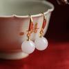 Orecchini in Giada Bianca Hetian Naturale Intarsiati Stile Cinese Retrò Design Etnico Fascino Leggermente Lussuoso Gioielli da Donna Fascino Retrò