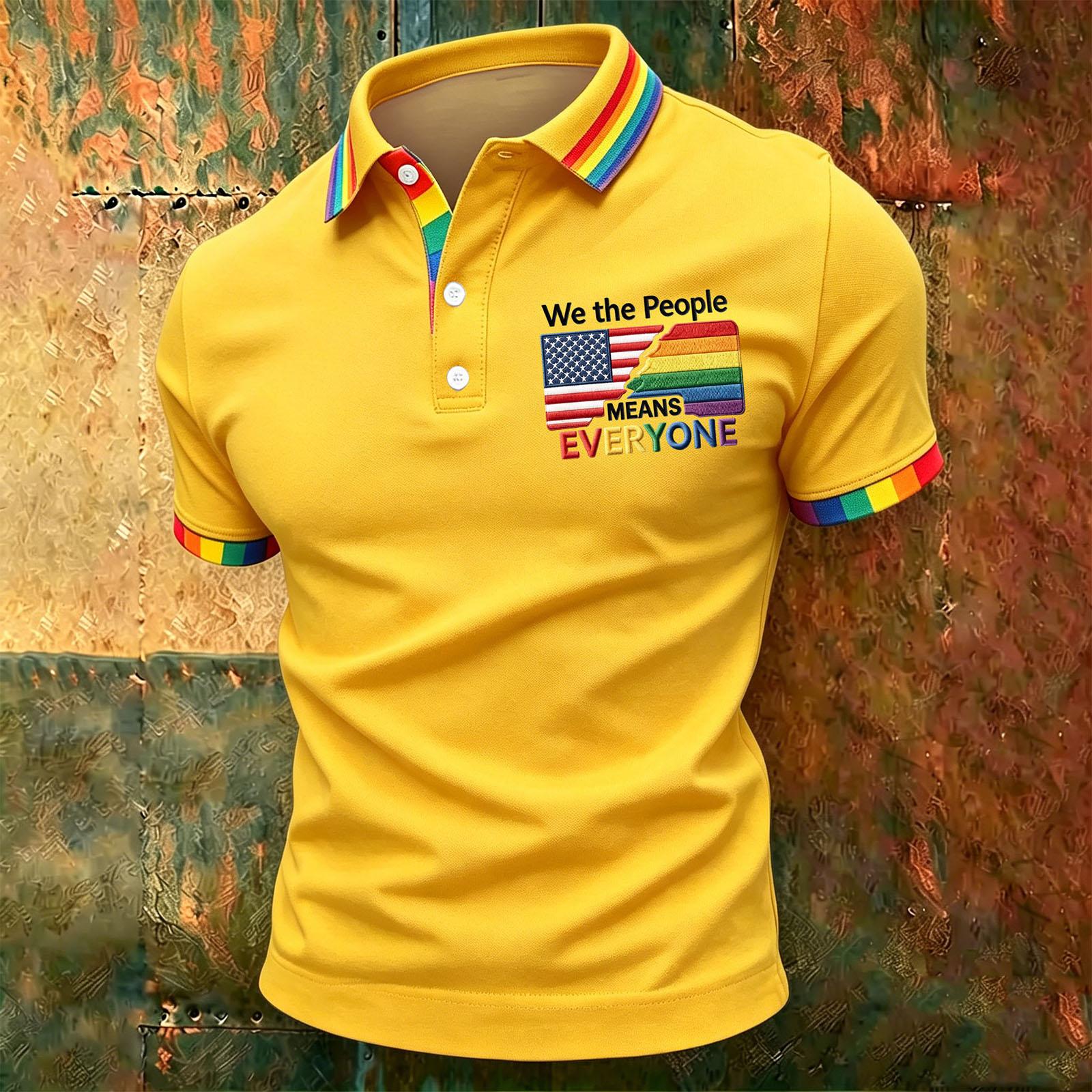 

Men s Casual Gradient Polo Shirt Short Sleeve Lightweight Breathable Fabric Comfortable Fit Classic Design XL жовтий
