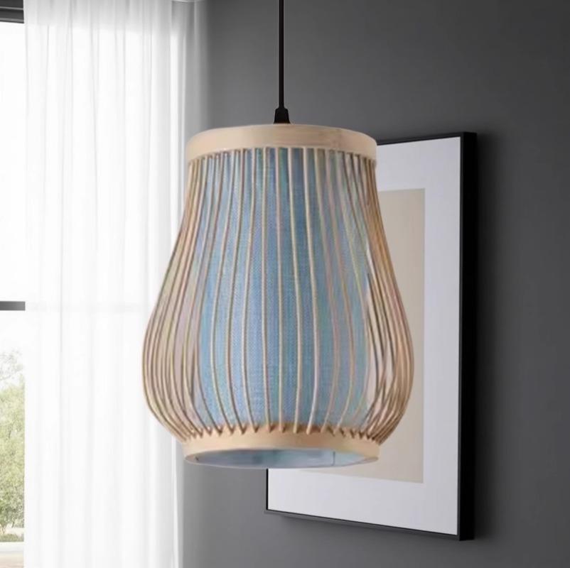 Rattan Bamboo Lantern Pendant Lamps Natural Retro Restaurant Hanging Light Hand-Woven Bamboo Lampshades E27 Lighting Fixtures
