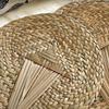 Handmade Weaving Fan Natural Bamboo Raffia Hand Fan Chinese Style Woven Palm Leaf Handheld Fan Summer Cooling Fan Wedding Party Decoration