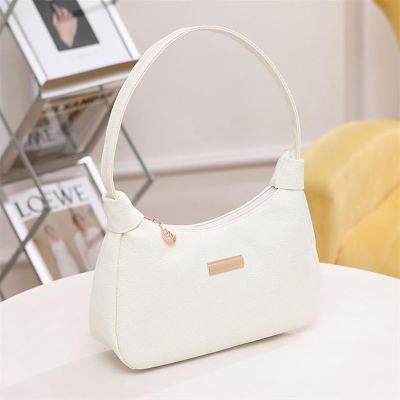 Fashi Shoulder Bag for Women, Solid Color Synthetic Leather Handbag with Zipper Closure, Versatile Underarm Dumpling Bag Purse