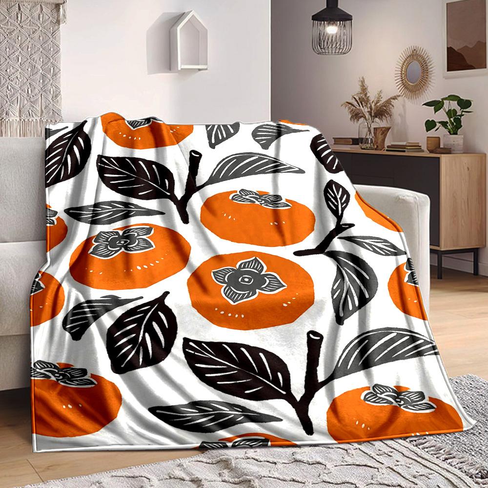 

1pc Persimmon Pattern Blanket Warm, Cozy, And Soft, Suitable for Sofas, Beds, Cars, And Office Use.Perfect for Camping And Travel, Making It a Great G 100x150cm