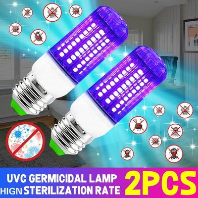 2ks UVC Germicidní žárovka E27 šroubovací zásuvka UV LED lampa 110V/220V ultrafialové světlo Baktericidní sterilizační lampa