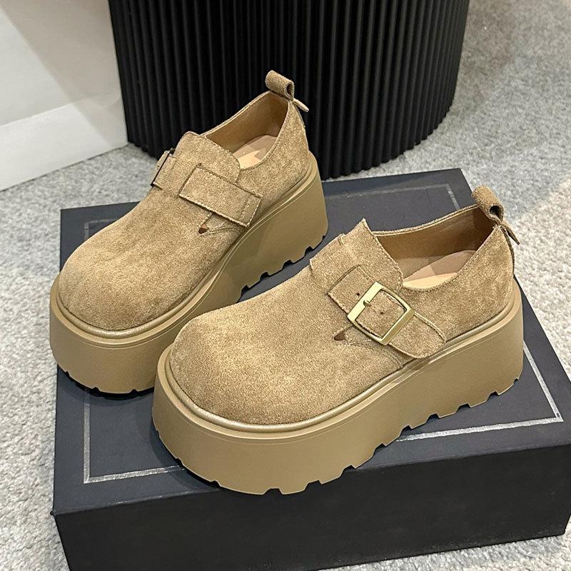 Big Head Ugly Cute Boken Single Shoes Women's Spring and Autumn New Thick-soled Height-increasing Small Boken Shoes