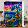 Colorful Flowers and Sunset by the Lake Flannel blanket for bedroom, living room, sofa, and nap sofas.
