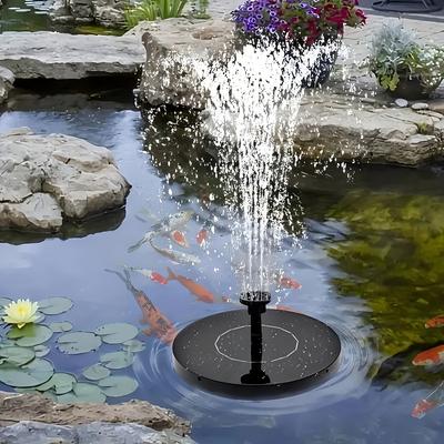 Solarbetriebene Wasserspielpumpe Wasserdicht Freistehend Vogeltränke Brunnen mit 6 Düsen für Gartenteich Pool Außenbereich
