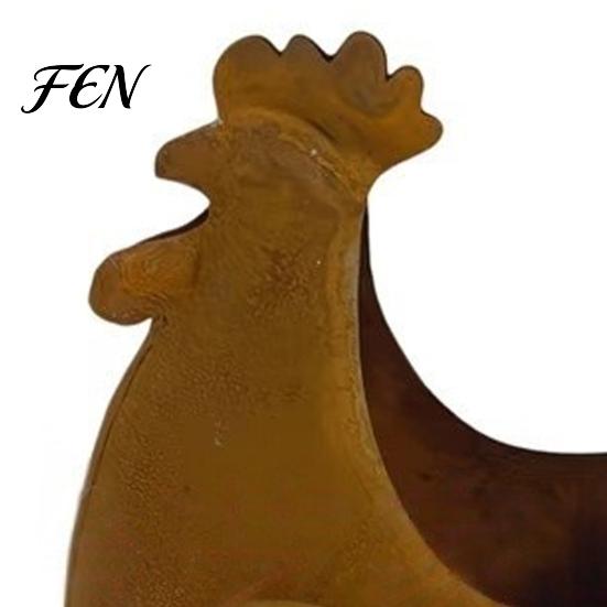 Country Style Home Garden Accents Rustic Rooster Ornament, Weather Resistant Flowerpot, Metal Sculpture Backyard Patio Landscaping for Outdoor