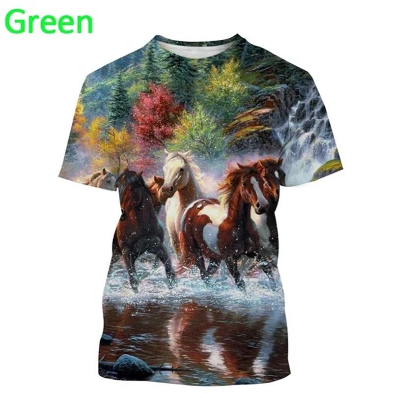 Fashion New Animal Horse 3D Print Graphic T Shirts For Men Women Casual Personality Streetwear Tee Short Sleeve Oversized Tops