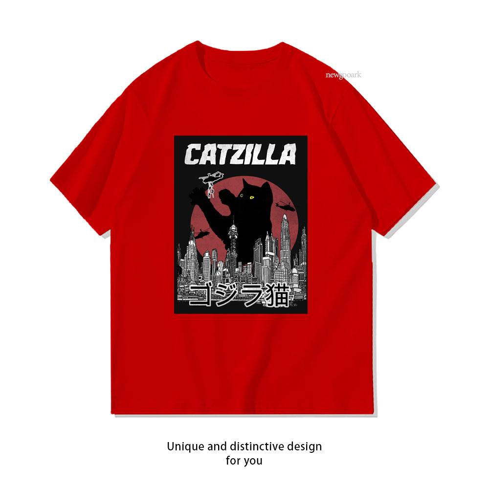 Catzilla Vintage Essential Vintage Harajuku TShirt Women Unisex Casual Cotton Graphic T Shirts Classic Oneck Shirt