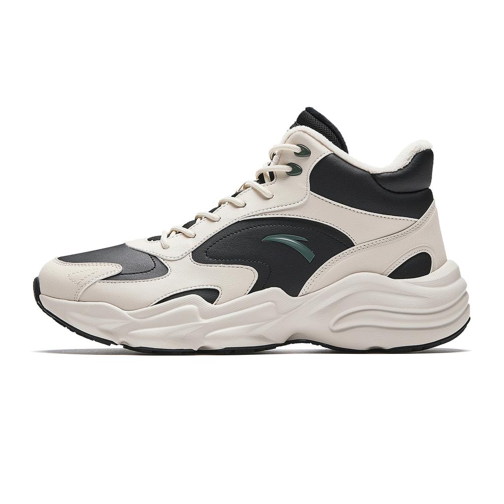 Anta Walker Winter High-Top Casual Shoes With Warm Lining Men Sneakers Black Gray 912618923-4