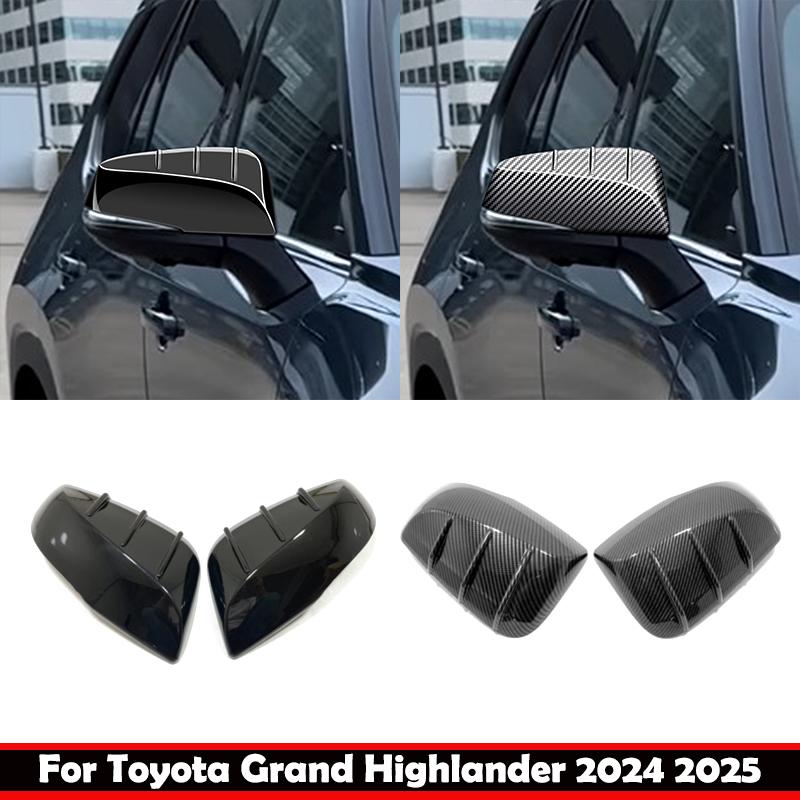 For Toyota Grand Highlander 2024 2025 Black Car Side Rearview Mirror Cover Rear View Mirror Rain Eyebrow Board Sunshade Cover