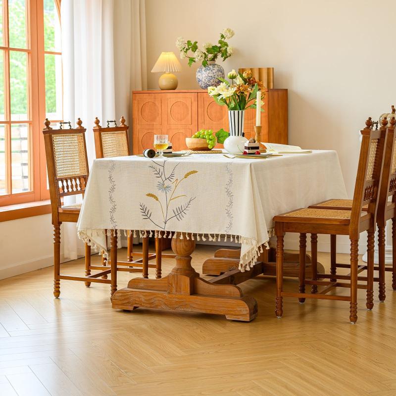 French Light Luxury Embroidered Tablecloth Diningroom Household Dust-proof for Dining Table Coffee Table High-end Cover Cloth