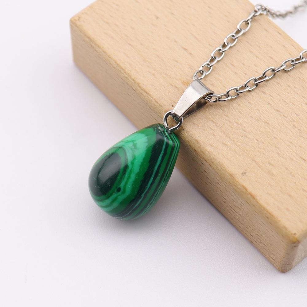 Water Drop Necklace Pendant Natural Stone Agate Round Pendant Powder Crystal 13 * 18Mm Natural Stone Pendant Necklace N765