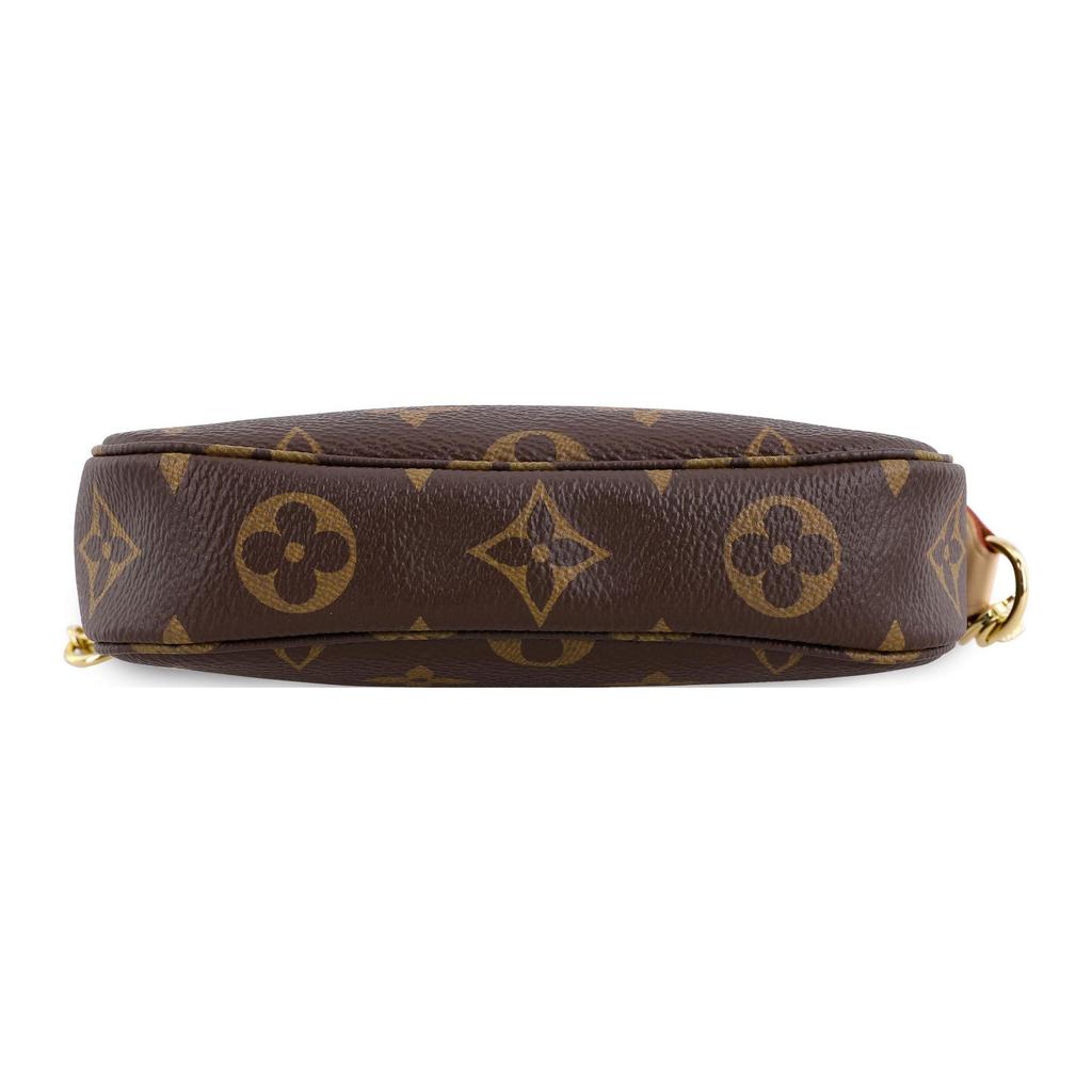 Louis Vuitton Mini Pochette Double Chain Classic Monogram Coated Canvas Leather Handheld Shoulder Crossbody Bag Mini Women Bags Brown M82510
