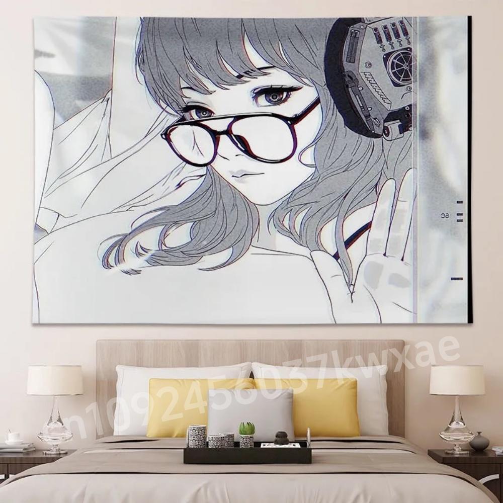1 Stück Cartoon Japanischer Anime Sektion 9 Mädchen Druck Wandteppich Schlafzimmer Wandteppich Zuhause Kinderzimmer Dekoration Wandteppich