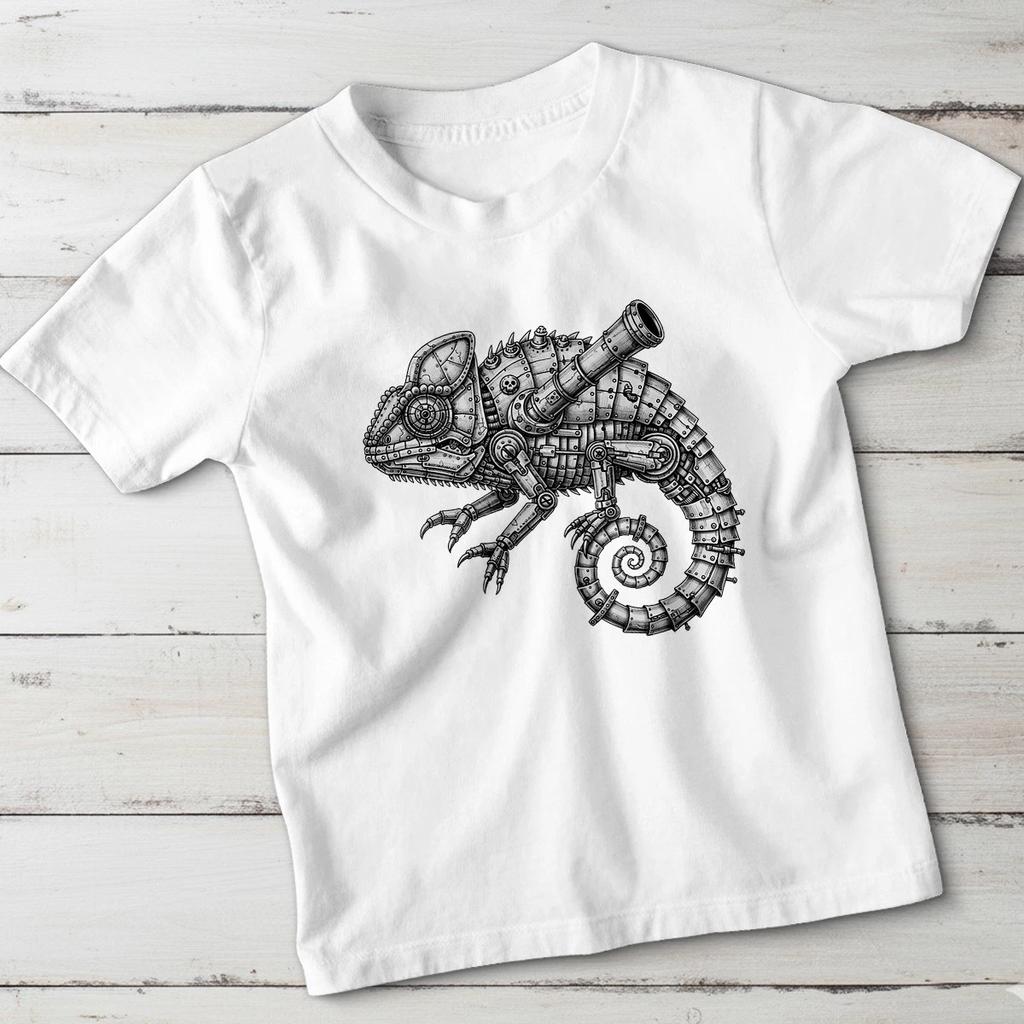 Steampunk Chamäleon Steampunk Tiere Jungen T-Shirt Robotisches Reptil