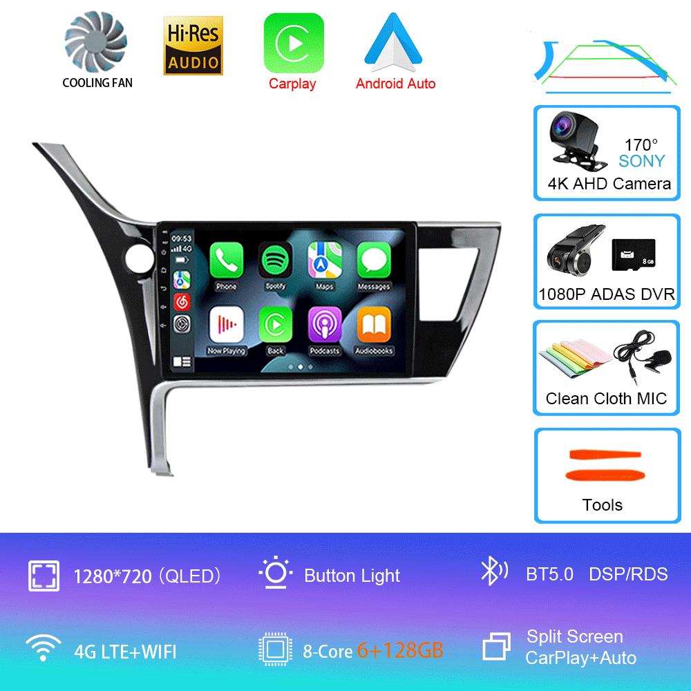 Android 14 Car Stereo Radio For Toyota Corolla 2017-2019 Multimedia Video Player Carplay GPS Navigation 4G WIFI 2 Din 360 Camera