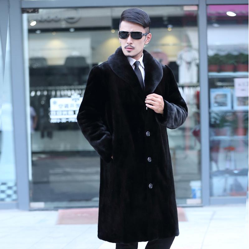 Autumn and winter new men's fur coat imitation mink coat long European and American large size warm casual mink coat