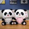 Cute And Huggable Panda Plush Doll Snuggly Stuffed Animal In Pink And Beige Colors