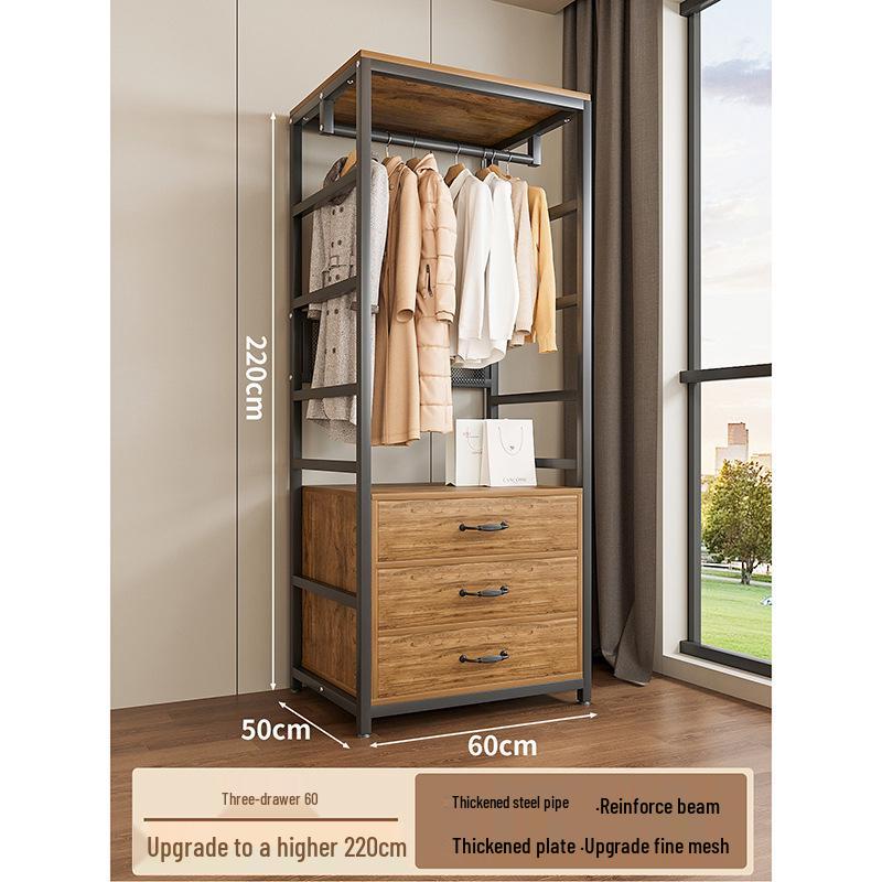 Metal Walk-In Wardrobe: Floor-Standing Clothes Rack, Open Garment and Hat Rack, Bedroom Shelf Assembly