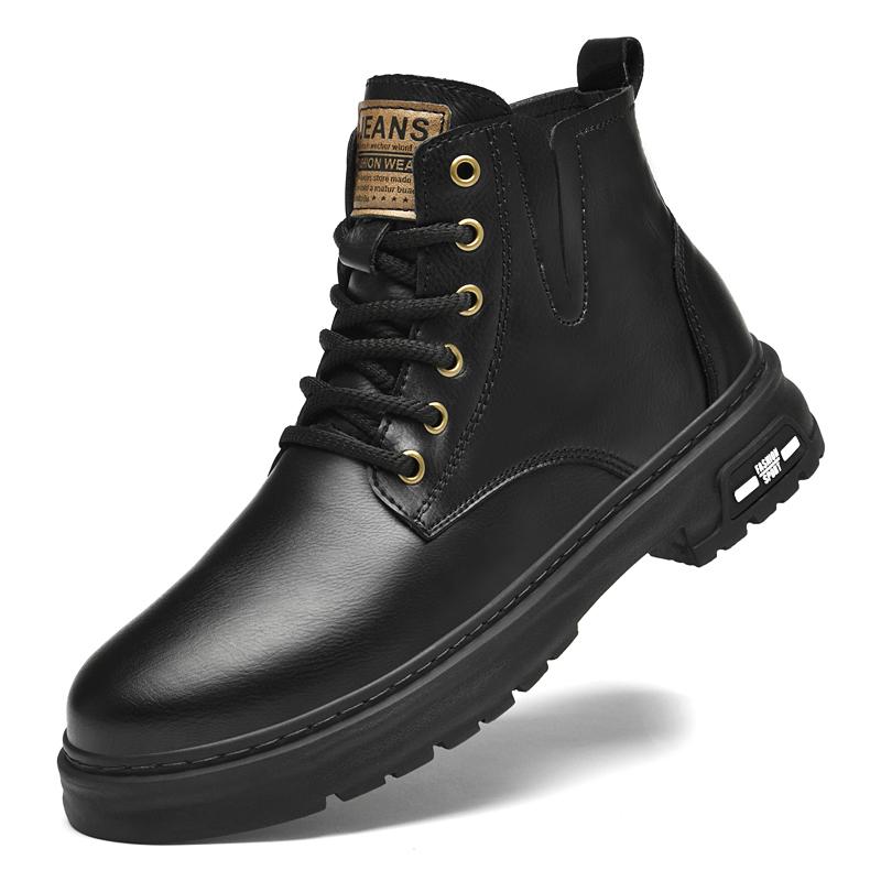Fashion Winter Desert Boots British Style Men Casual Leather Cowboy Boots Business Dress Shoes Male Ankle Boots Lace Up High-top Shoes