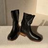 Martin boots women's trendy new retro tooling boots short boots niche western design polished round head denim autumn and winter