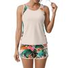 Womens Two Piece Tankini Swimsuit Set Racerback Tank Top with High Waisted Board Shorts Modest Bathing Suit